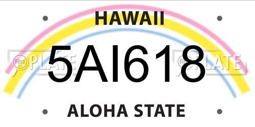 5AI618 Hawaii License Plate