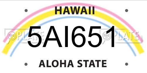 5AI651 Hawaii License Plate