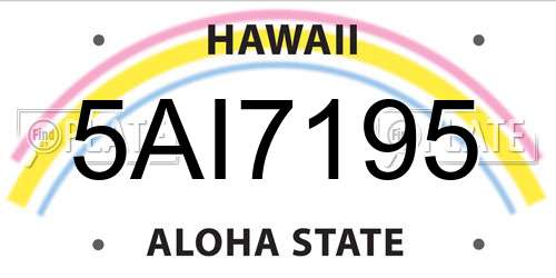 5AI7195 Hawaii License Plate
