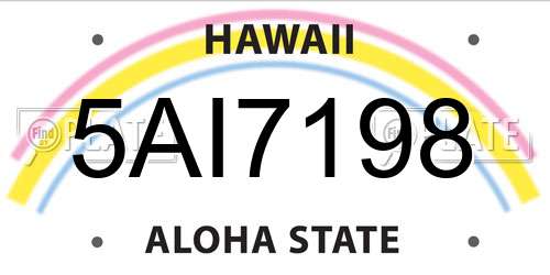 5AI7198 Hawaii License Plate