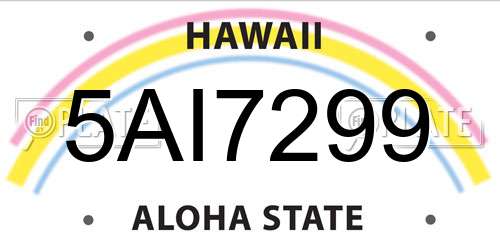 5AI7299 Hawaii License Plate