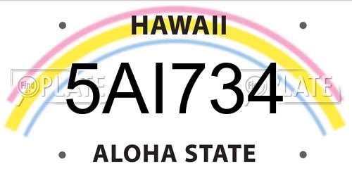 5AI734 Hawaii License Plate