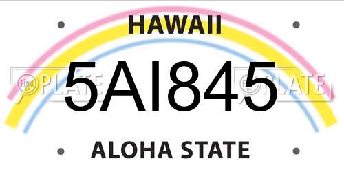 5AI845 Hawaii License Plate
