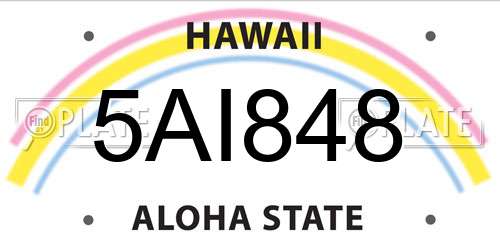 5AI848 Hawaii License Plate