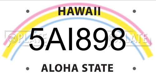 5AI898 Hawaii License Plate