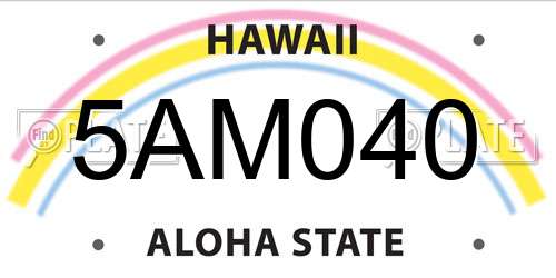 5AM040 Hawaii License Plate