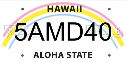 5AMD40 Hawaii License Plate