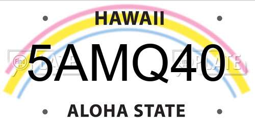 5AMQ40 Hawaii License Plate