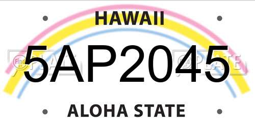 5AP2045 Hawaii License Plate