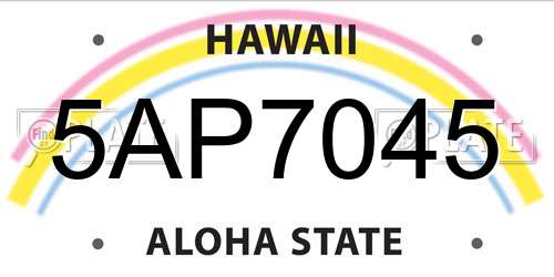 5AP7045 Hawaii License Plate