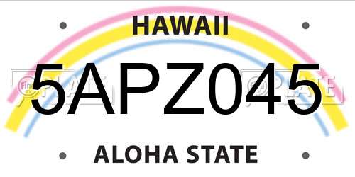 5APZ045 Hawaii License Plate