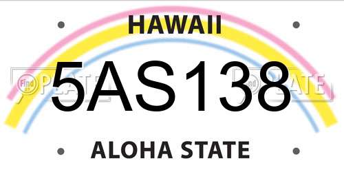 5AS138 Hawaii License Plate