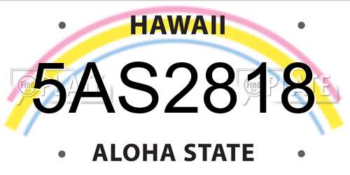 5AS2818 Hawaii License Plate
