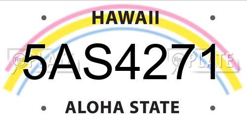 5AS4271 Hawaii License Plate