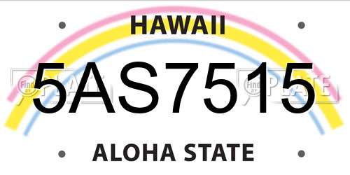 5AS7515 Hawaii License Plate
