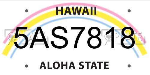 5AS7818 Hawaii License Plate