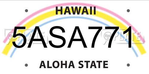 5ASA771 Hawaii License Plate