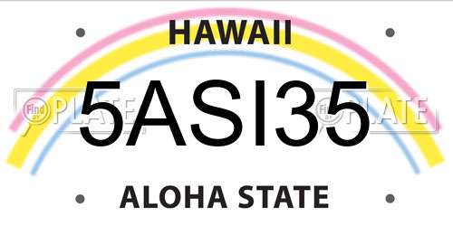 5ASI35 Hawaii License Plate