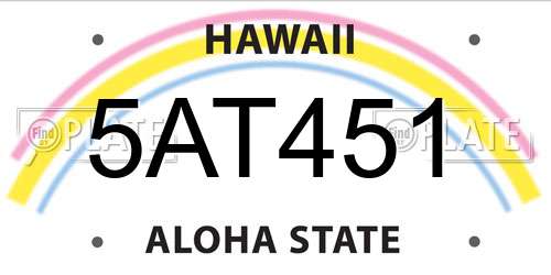 5AT451 Hawaii License Plate