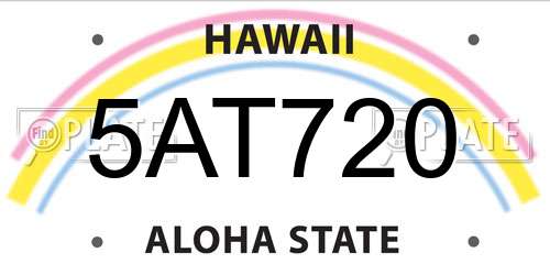 5AT720 Hawaii License Plate