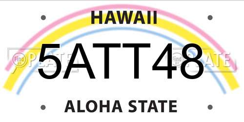 5ATT48 Hawaii License Plate