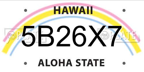 5B26X7 Hawaii License Plate