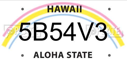 5B54V3 Hawaii License Plate