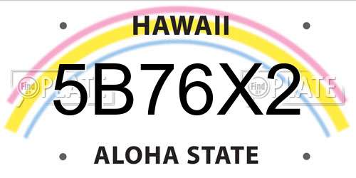 5B76X2 Hawaii License Plate