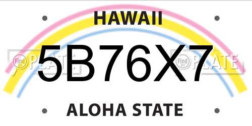 5B76X7 Hawaii License Plate