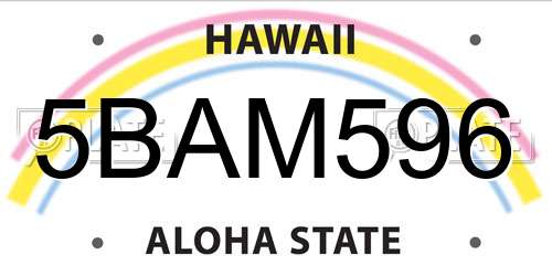 5BAM596 Hawaii License Plate