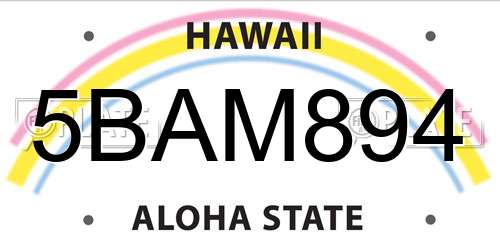 5BAM894 Hawaii License Plate
