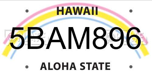 5BAM896 Hawaii License Plate