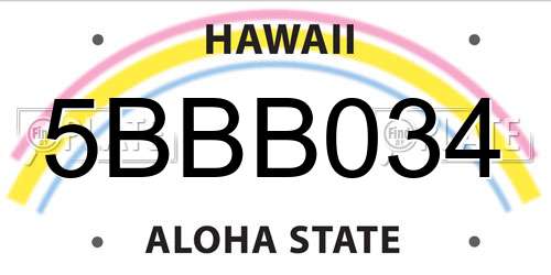 5BBB034 Hawaii License Plate