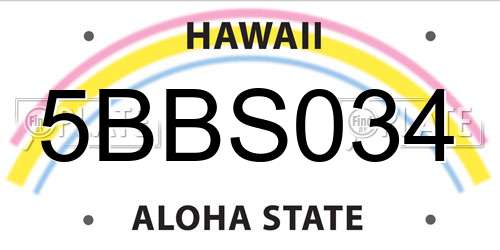 5BBS034 Hawaii License Plate