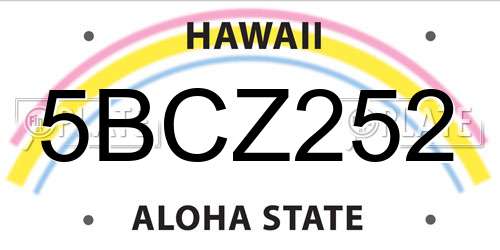 5BCZ252 Hawaii License Plate