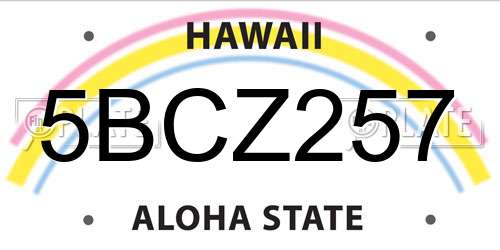 5BCZ257 Hawaii License Plate