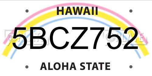5BCZ752 Hawaii License Plate