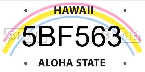 5BF563 Hawaii License Plate