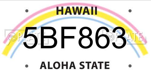 5BF863 Hawaii License Plate
