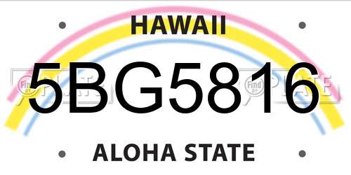 5BG5816 Hawaii License Plate