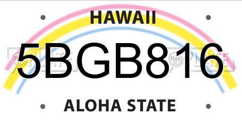 5BGB816 Hawaii License Plate