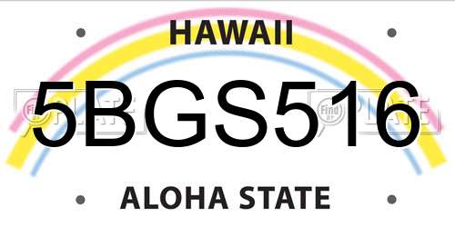 5BGS516 Hawaii License Plate
