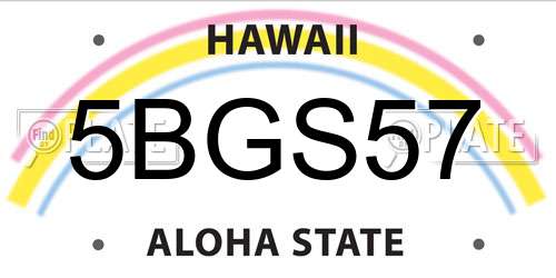 5BGS57 Hawaii License Plate
