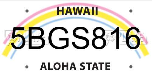 5BGS816 Hawaii License Plate