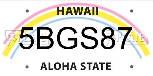 5BGS87 Hawaii License Plate