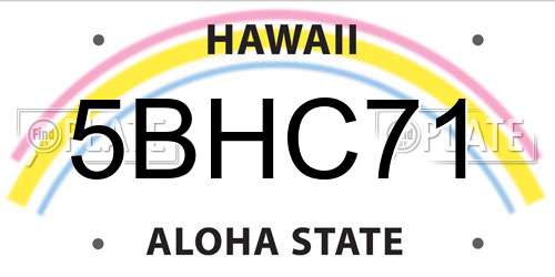 5BHC71 Hawaii License Plate