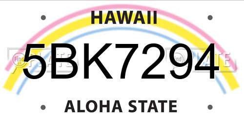 5BK7294 Hawaii License Plate