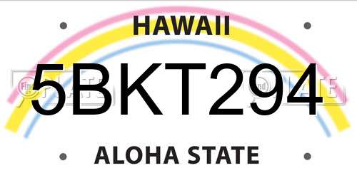 5BKT294 Hawaii License Plate