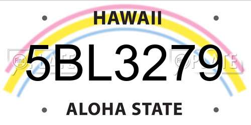 5BL3279 Hawaii License Plate