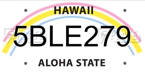 5BLE279 Hawaii License Plate